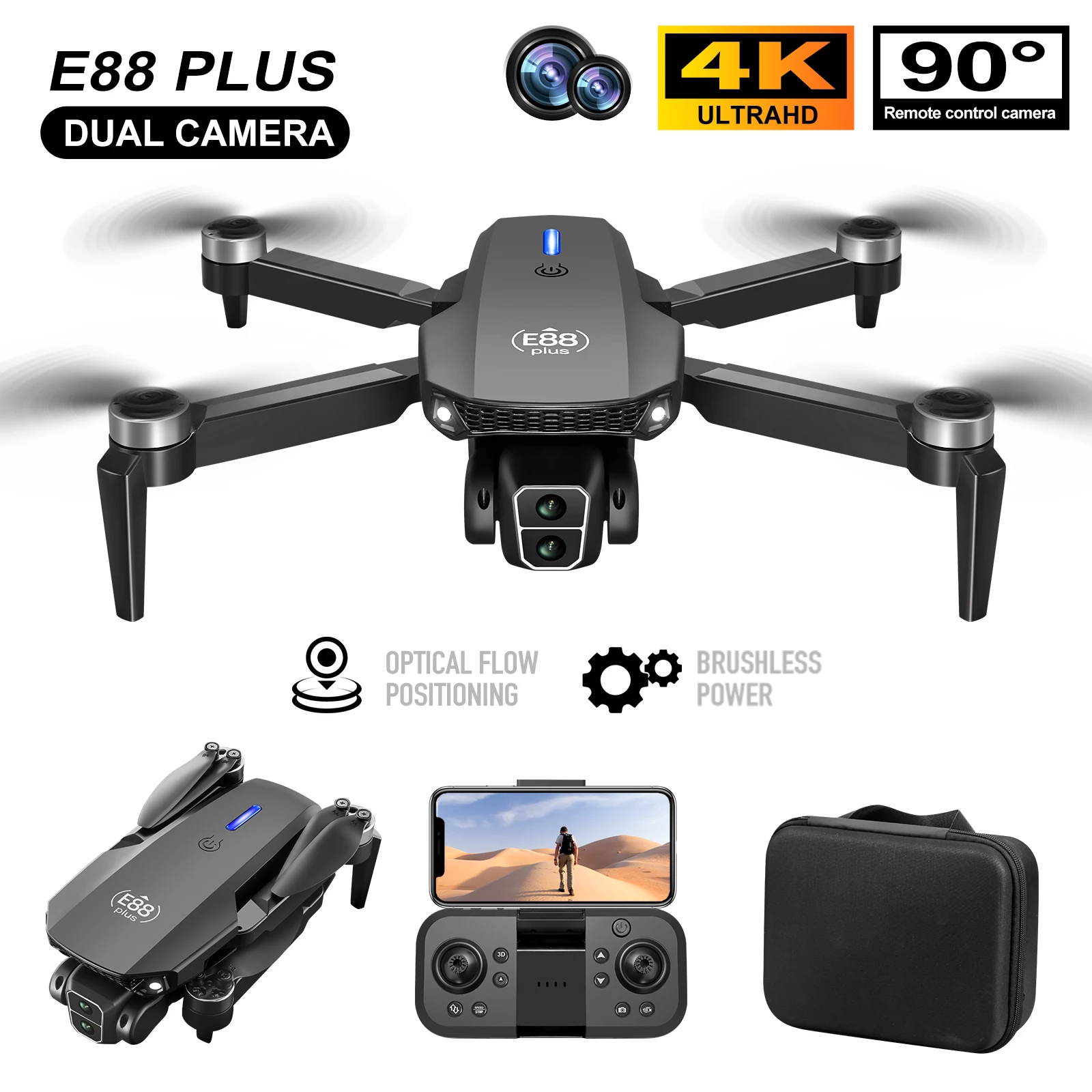 Nowy dron E88 Plus Quadcopter: – Drone Battery Case recenzja i cena
